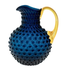 Jarra Hobnail Azul Royal Com Alça Dourada - Klimchi