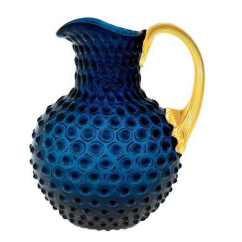 Jarra Hobnail Azul Royal Com Alça Dourada - Klimchi