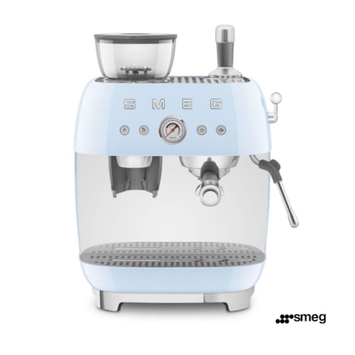 Máquina de Café Expresso Manual com Moedor Integrado Azul Pastel - SMEG