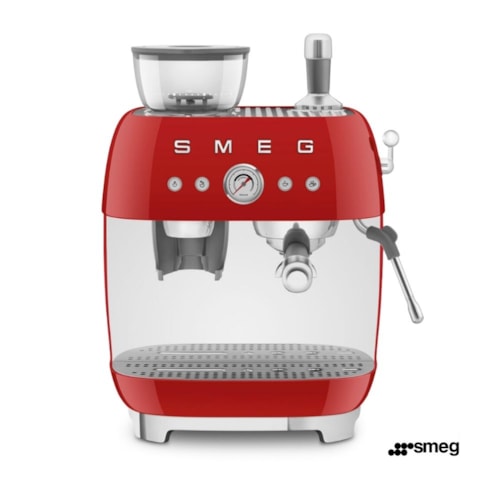 Máquina de Café Expresso Manual com Moedor Integrado Vermelha - SMEG