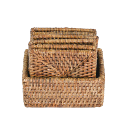 Porta Copos Quadrado em Rattan