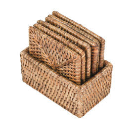 Porta Copos Quadrado em Rattan