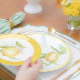 Prato Sobremesa Amassado com Desenho Limões Prato Sobremesa Amassado com Desenho Limões