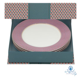 Set/4 Pratos de Jantar Scallop Azul - Flower Festival - Pip Studio