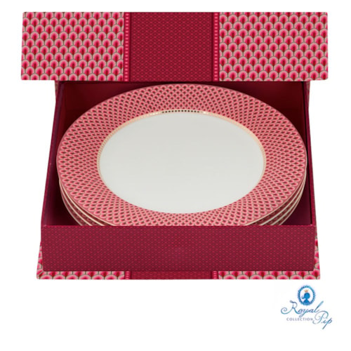 Set/4 Pratos de Jantar Scallop Rosa - Flower Festival - Pip Studio